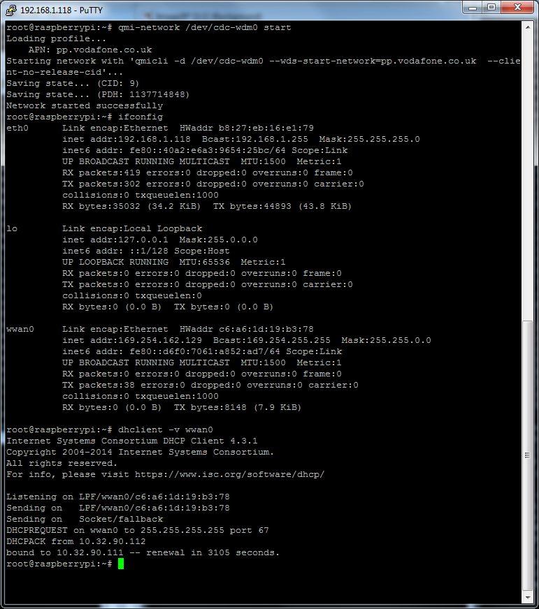 MyPi Industrial Raspberry Pi Sierra Wireless MC7304 3G Modem QMI Internet Connection Configuration Step 4