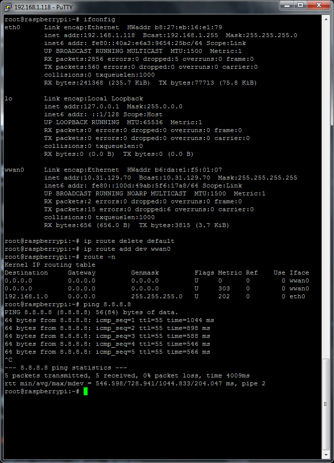 MyPi Industrial Raspberry Pi Sierra Wireless MC8705 3G Modem Direct IP Configuration Step 3