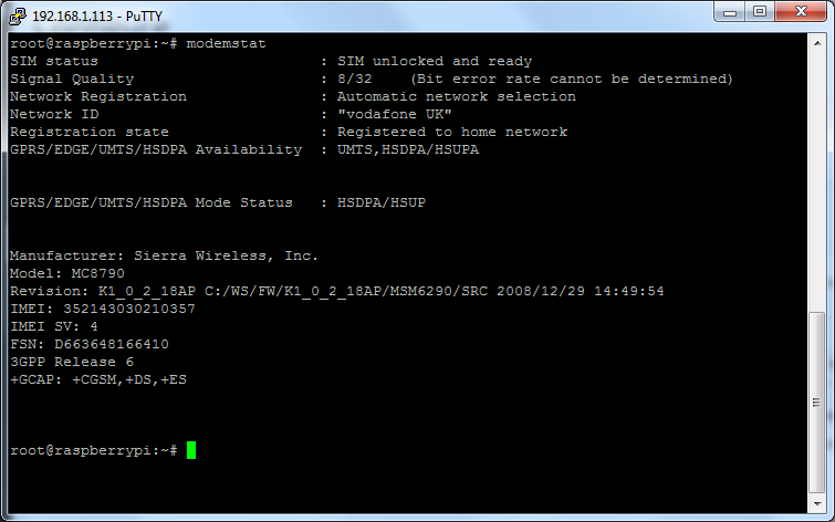 Raspberry pi 3G 4G Modem troubleshooting network registration check