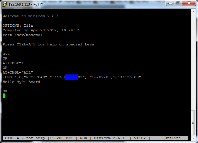 MyPi Industrial Raspberry Pi SMS Demo Step 3