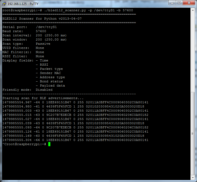 Raspberry Pi BLE Bluetooth BLE112E configuration step 2