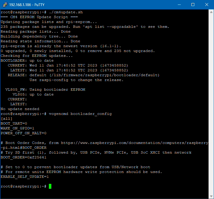 compute module4 firmware update process fiished os rpi-eeprom-update